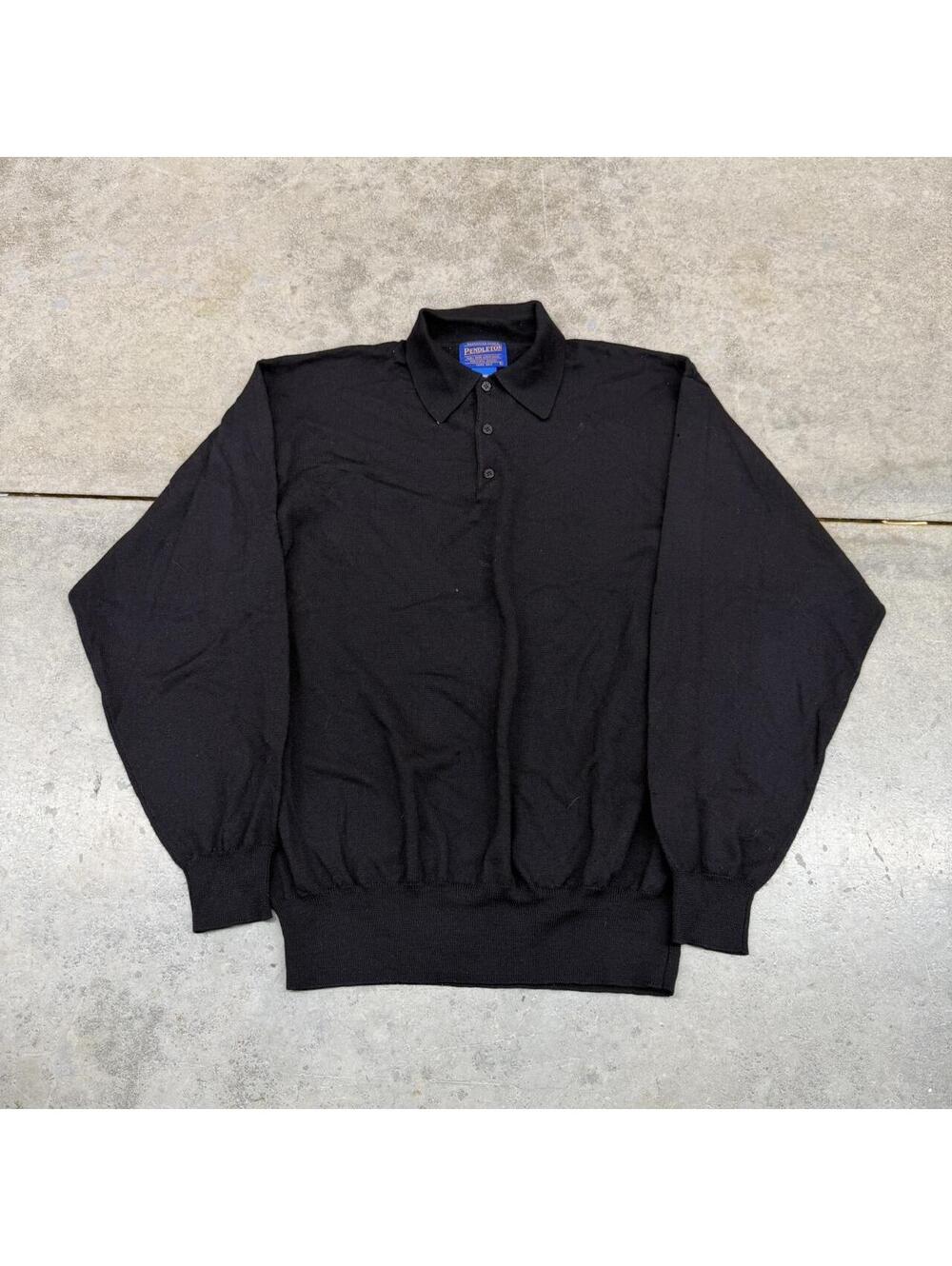 vintage pendleton collared black knit sweater size large
